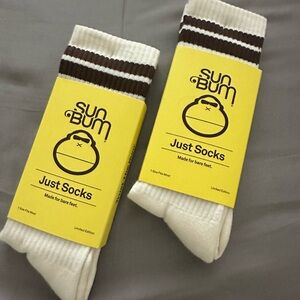 Sun Bum Off-White and Brown Women's Socks